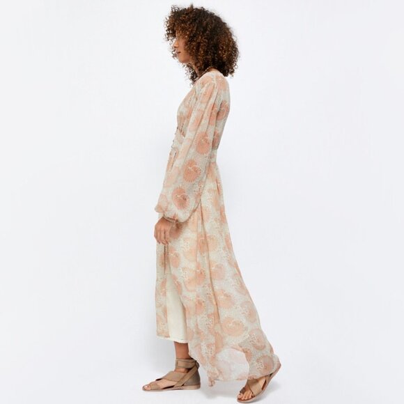 Free People long sleeve floral print semi-sheer longline duster - Picture 13 of 16